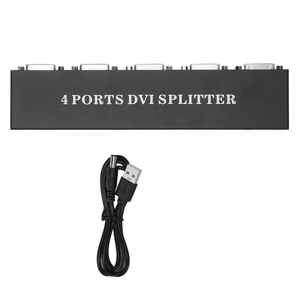 DVI Splitter 1 in 4 Out HD Lossless Plug and Play Distribution Video Duplicator for PC Laptop HDTV