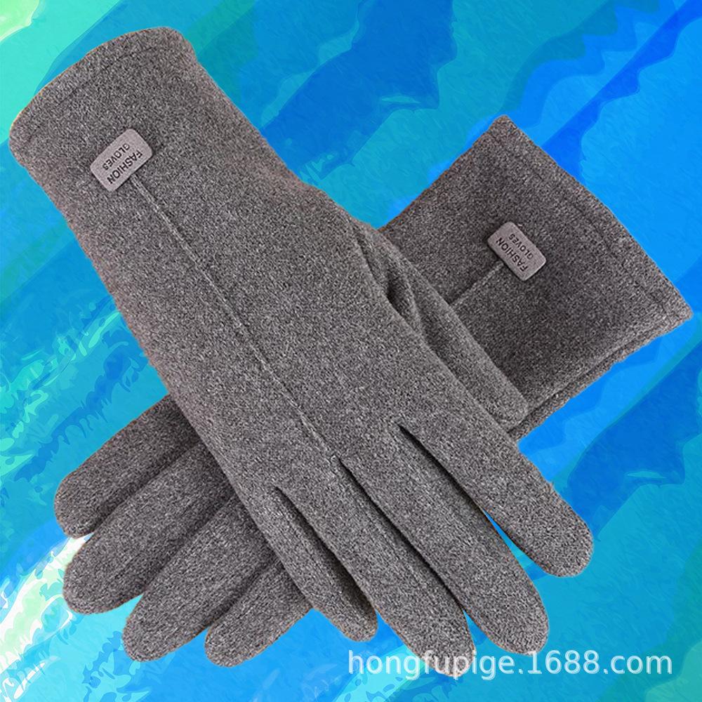 Warm gloves Three-line rabbit velvet men's and women's fashion cold-proof velvet outdoor cycling autumn and winter gloves