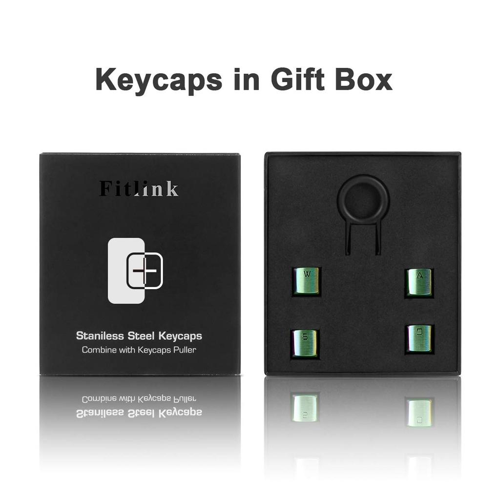 Fitlink Stainless Steel Metal Keycaps with Key Puller Mechanical Keyboard Cherry MX Switches (Directional Keys, Colorful)
