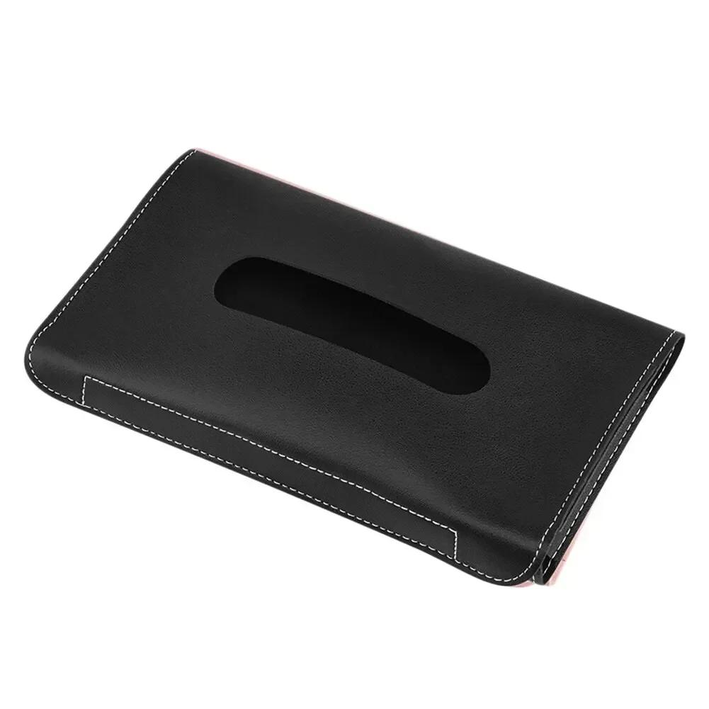 PU Leather Car Tissue Box - Sun Visor Hanging Holder for Auto Interior Storage Decor (1PC)