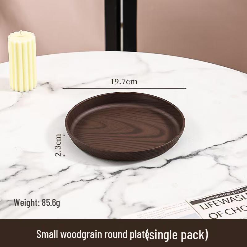 PP Wood Grain Plastic Serving Tray - Rectangular, Food Grade, Round Edges, Commercial Bread Plate.