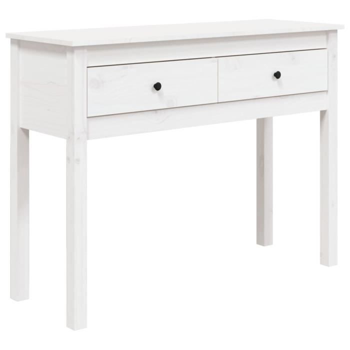VidaXL Table console Blanc 100x35x75 cm Bois massif de pin 814615