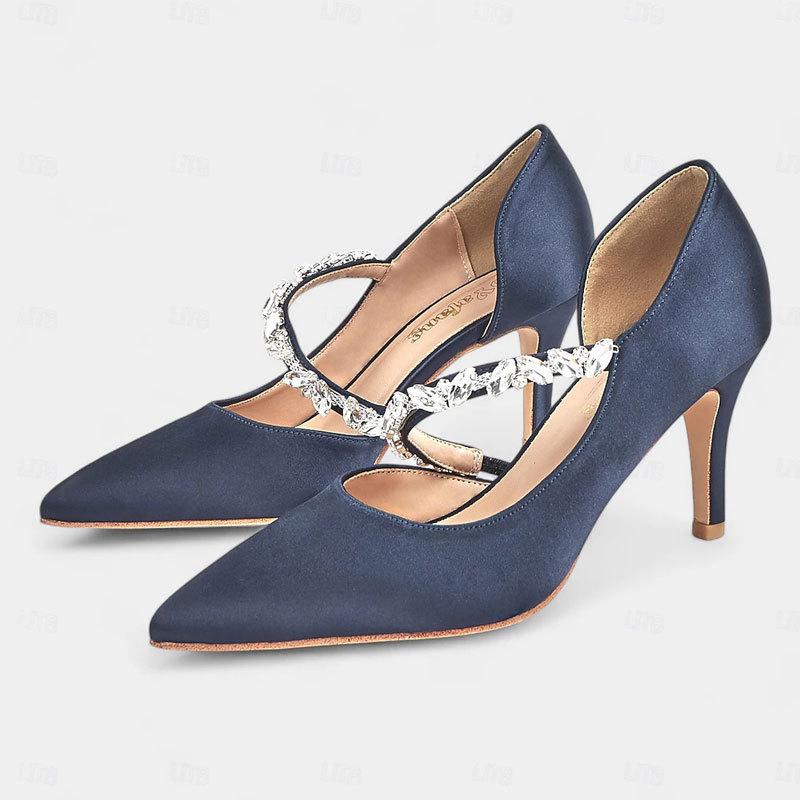 

JC same one-word single shoes with shallow mouth side empty silk sexy rhinestone chain pointed hollow high heels women s stiletto 43 синий