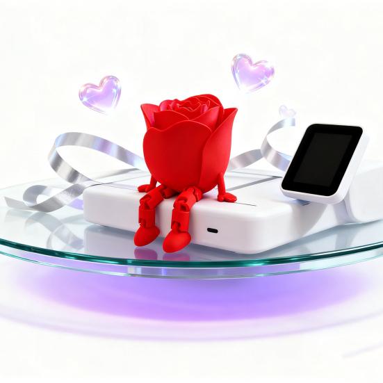 3D Printed Rose Man Figurines Valentine's Day Movable Joint Ornaments with Adjustable Pose Creative Home Decor Sculpture
