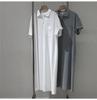 Abito Polo Estivo in Cotone Casual Vestibilità Ampia Snellente Maniche Corte Sopra il Ginocchio T-shirt Gonna per Persona Pigra