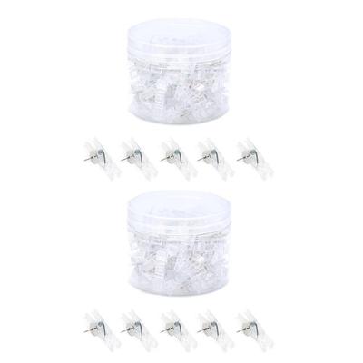 80/90PCS Push Pins with Clear Clip for Cork Board, Clear Push Pins Clip Notice Board Thumb Tacks for for Notes Photos