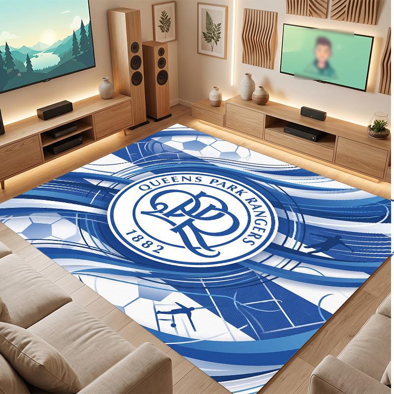 Queens Park Rangers Football Print Crystal Velvet Rug, Comfortable Water Absorbent Non Slip Indoor Floor Carpet