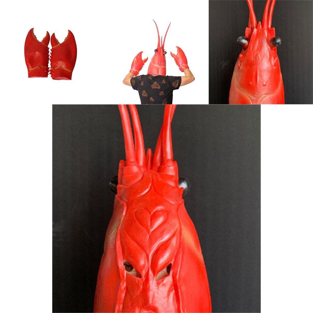 Dragon Lobster Head Mask Creative Latex Gloves For Stage Performance Festive Cosplay Accessories