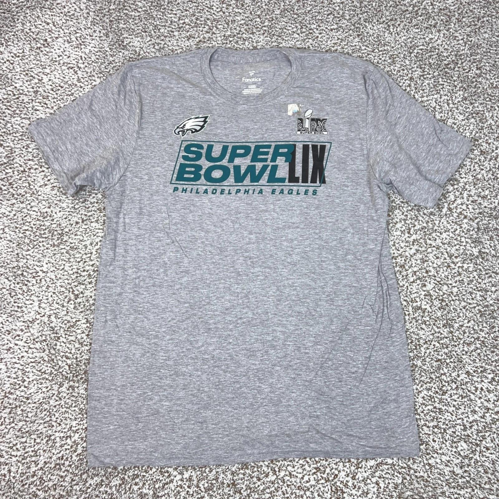 Philadelphia Eagles Shirt Mens Large Gray NFL Football Super Bowl LIX Roster M