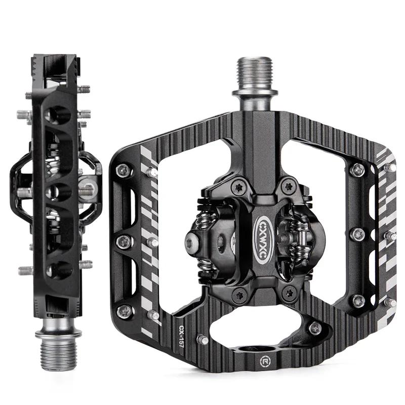 CXWXC 2 In 1 SPD Bicycle Self-Locking Pedal/Flat Bike Pedal for MTB/Road Aluminum Anti-slip 3 Sealed Bearing Bike Lock Pedal