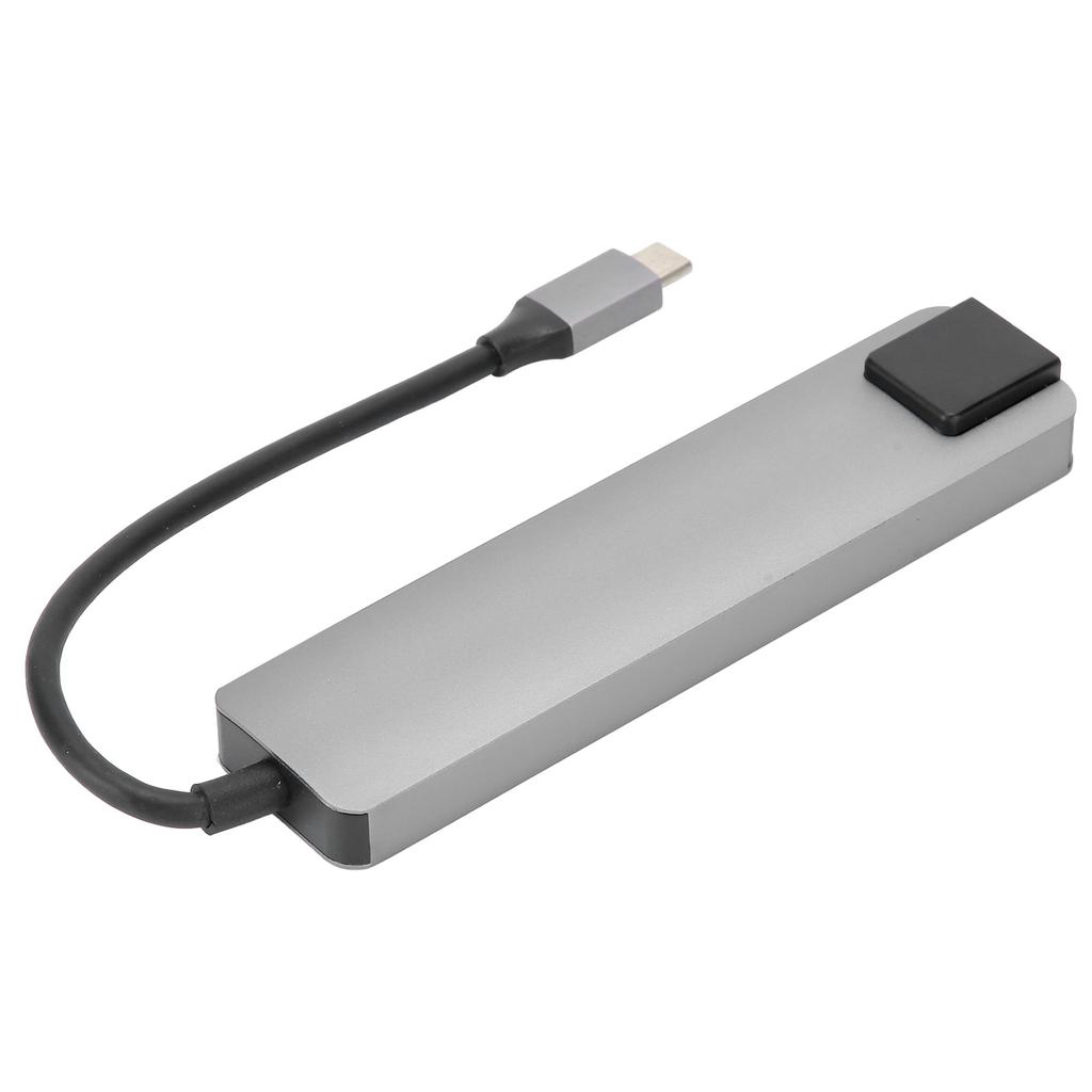 6 in 1 Erweiterter externer HUB USB 3.0 HDMI RJ45 Display Mutiport Adapter Rollenmaschinenlinie Typc Grau