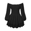 Women's Jumpsuit Fashion Women's Pleated Neck Long Sleeve Casual Loose Dress