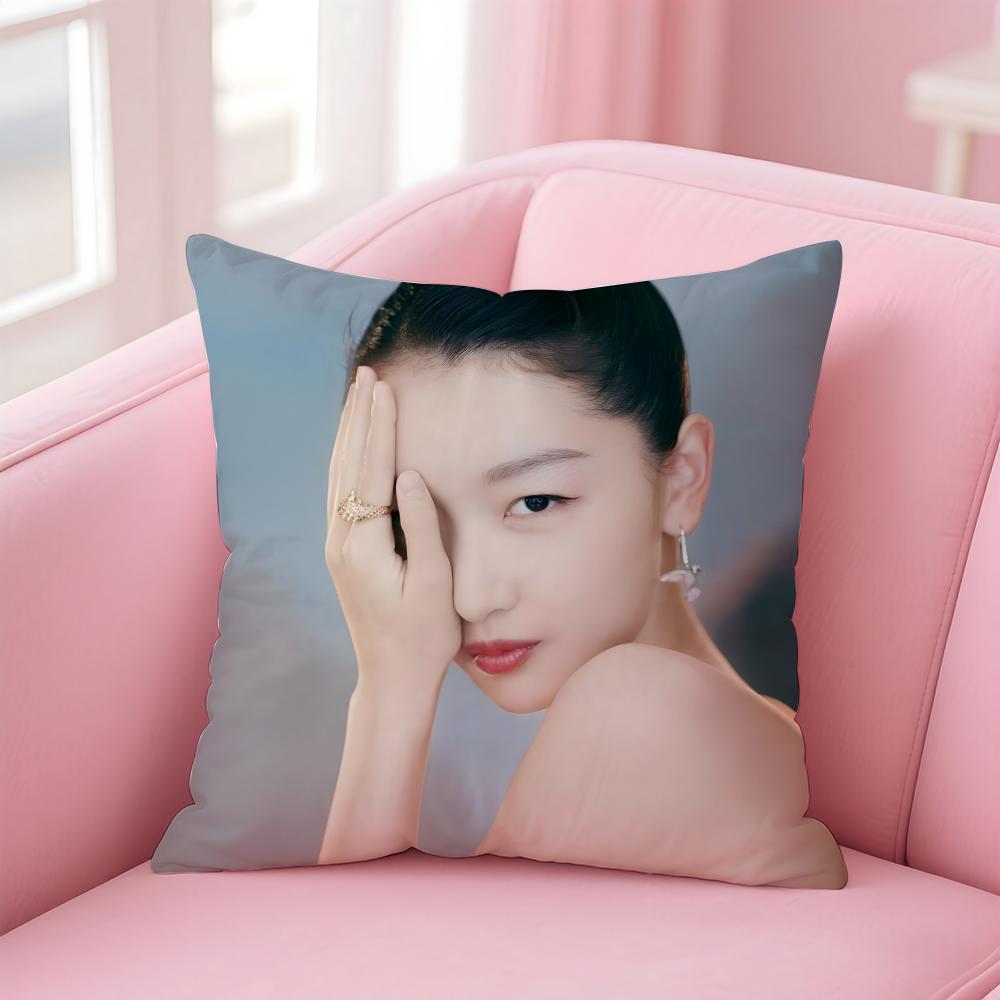 Fashion Elegant Chinese Actress ZZhou Dongyu Cushion Cover Pillowcase Short Plush Invisible Zipper Room Sofa Cushion Cover