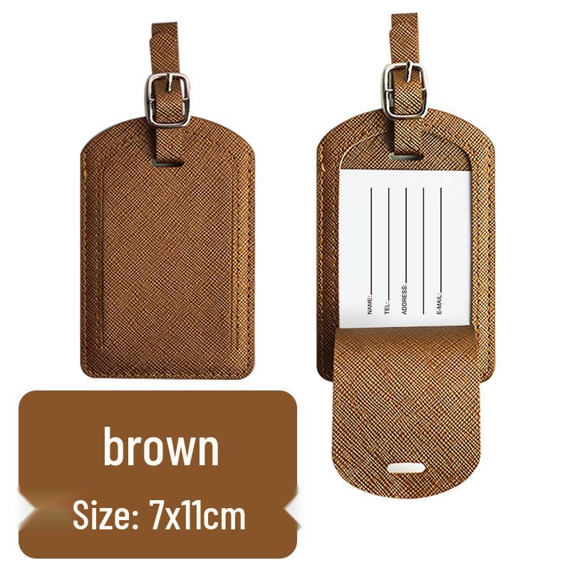 Leather Cross Pattern Luggage Tag - Customizable LOGO, 6 Colors, Business Style with Signature Inner Paper