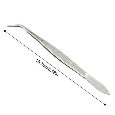 AAAAAA StainlessSteelTweezersBendChuck With Positioning Straight Curved Tweezer For Dentistry Restoration Tea Set Planting