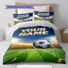 Name Custom Soccer Pattern Bedding Set Quilt Cover Pillowcase Home Decor Gift (1 * duvet cover + 2 * pillowcase, without core)