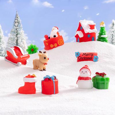 Santa Snowman Ornament Accessories Micro Landscape Christmas Gift Snowmobile Elk Resin Ornaments