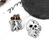 Dark Wind Horror Skull Alloy Brooch Halloween Skull Flower Arrangement Metal Badge Clothes Bags