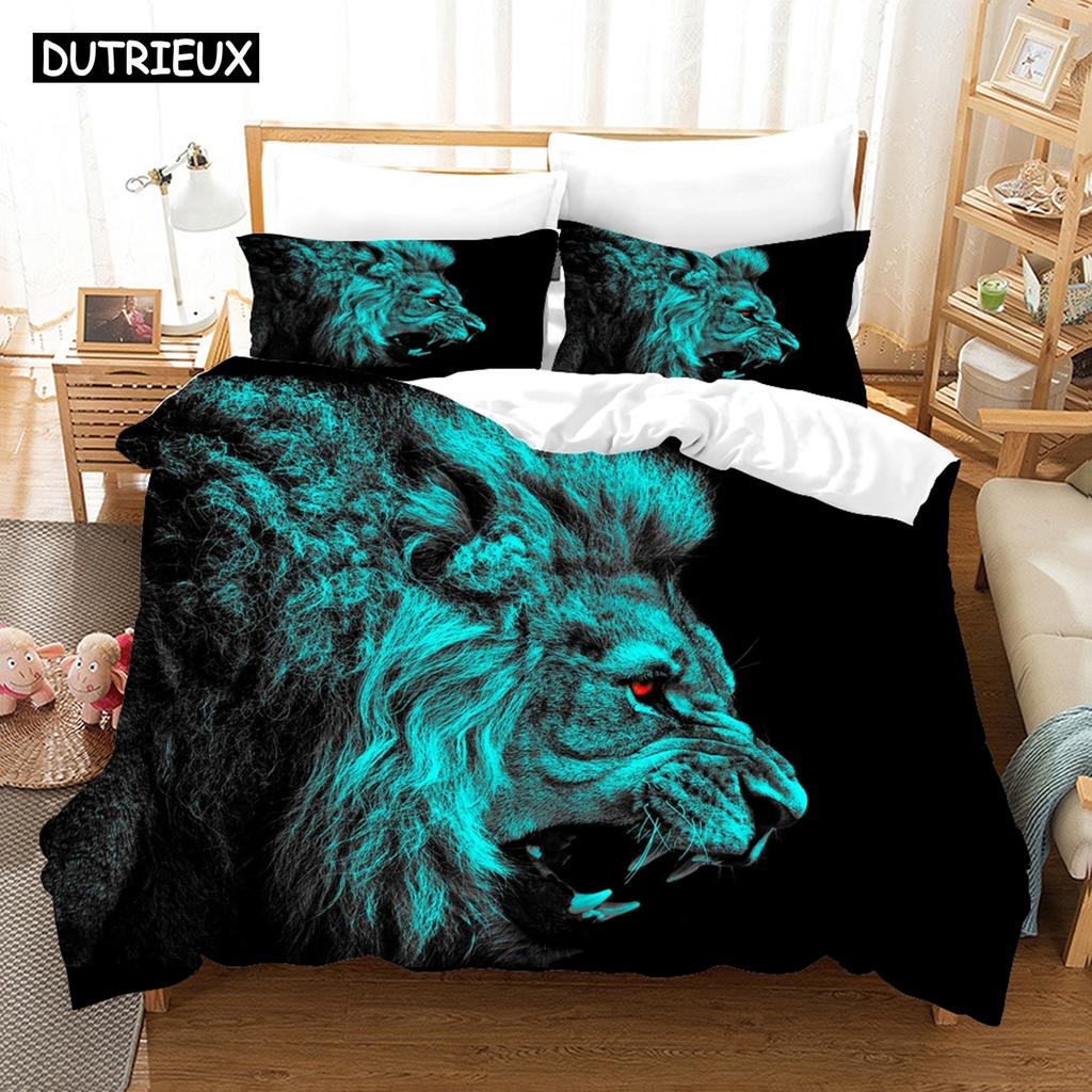 3D Printed Tiger Lion Wildness Animal Bedding Article Duvet Set Personality