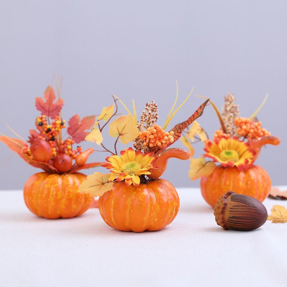 Sunflower Halloween Pumpkins Simulation Flowers Simulation Flower Pumpkins  Party Decor
