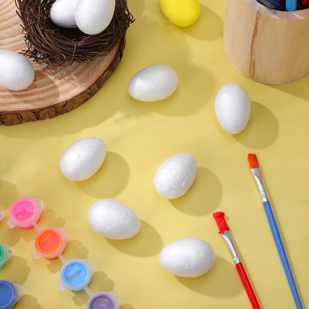 50Pcs Egg Foam Easter DIY Solid Painting White 4Cm Festival Craft Accessories Wedding Halloween Christmas Harvest Decor