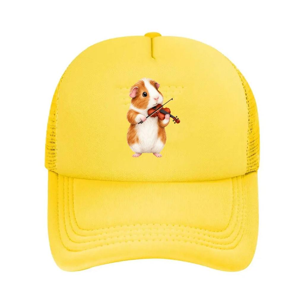 Cute Guinea Pig Playing Violin Illus Mesh Baseball Cap For Womens Unisex FeUnisex Beach Dad Hat Hip Hop