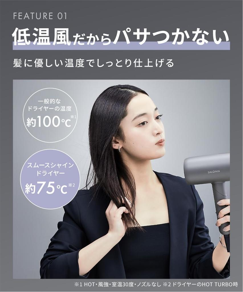 SALONIA Smooth Shine Hair Gray Dryer,
