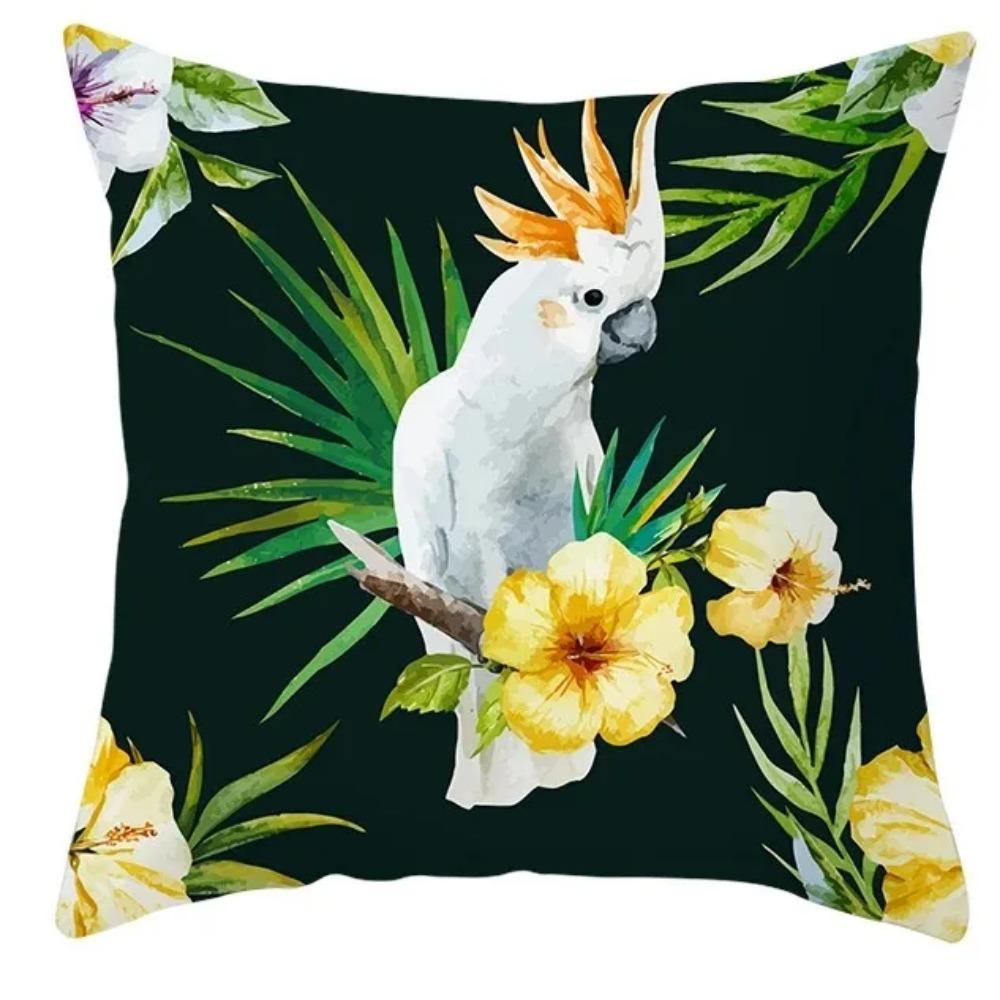 Federa per cuscino per divano, federa per cuscino stampata, Stile Tropicale, Animale, uccello, pappagallo, decorazione d'interni