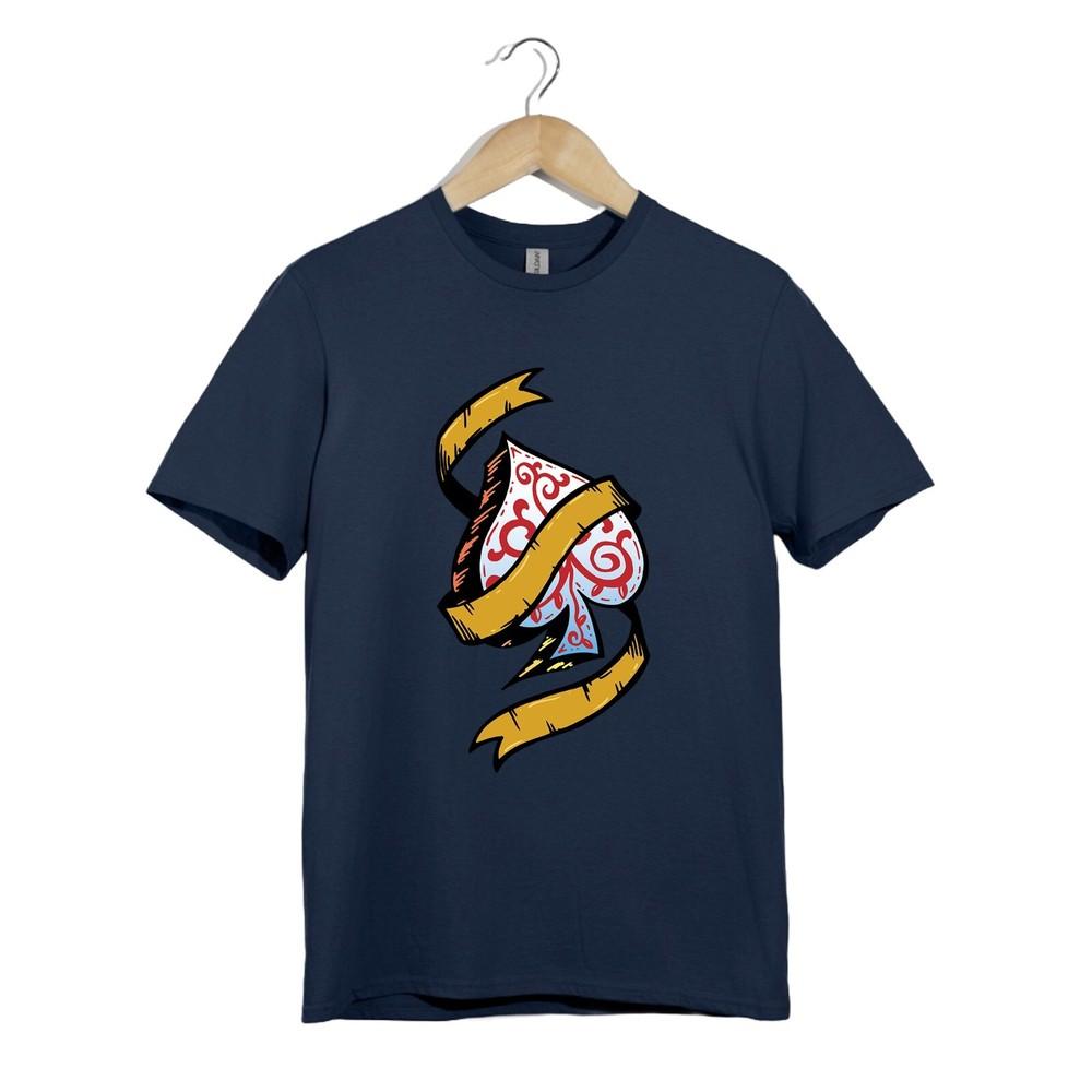 

Футболка с татуировкой карты пик | Винтажная футболка с графикой туза и ленты, унисекс, байкерский стиль 2XL