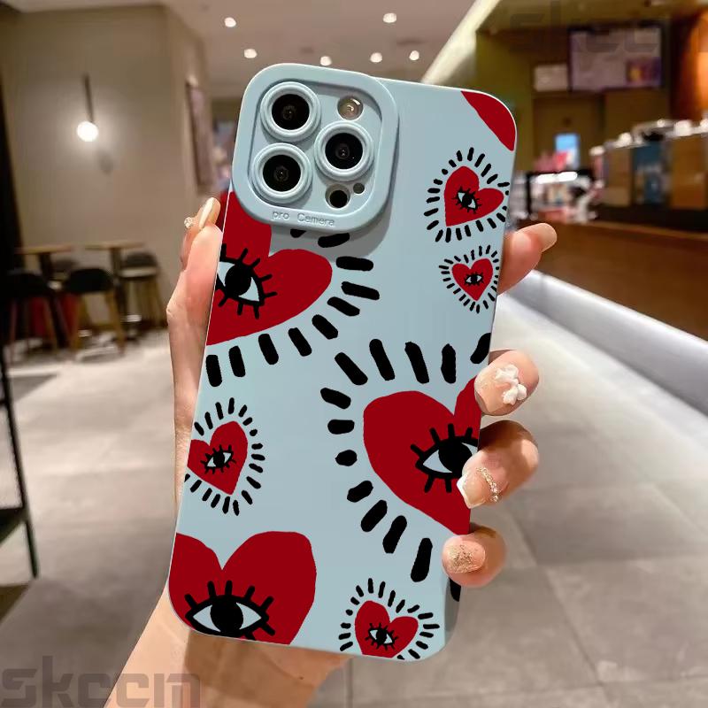 Creative Evil Eye Pattern Silicone Phone Case For iPhone 16 Pro Max 14 15 Plus 11 12 13 Mini X XS XR 7 8 16E Shockproof Cover