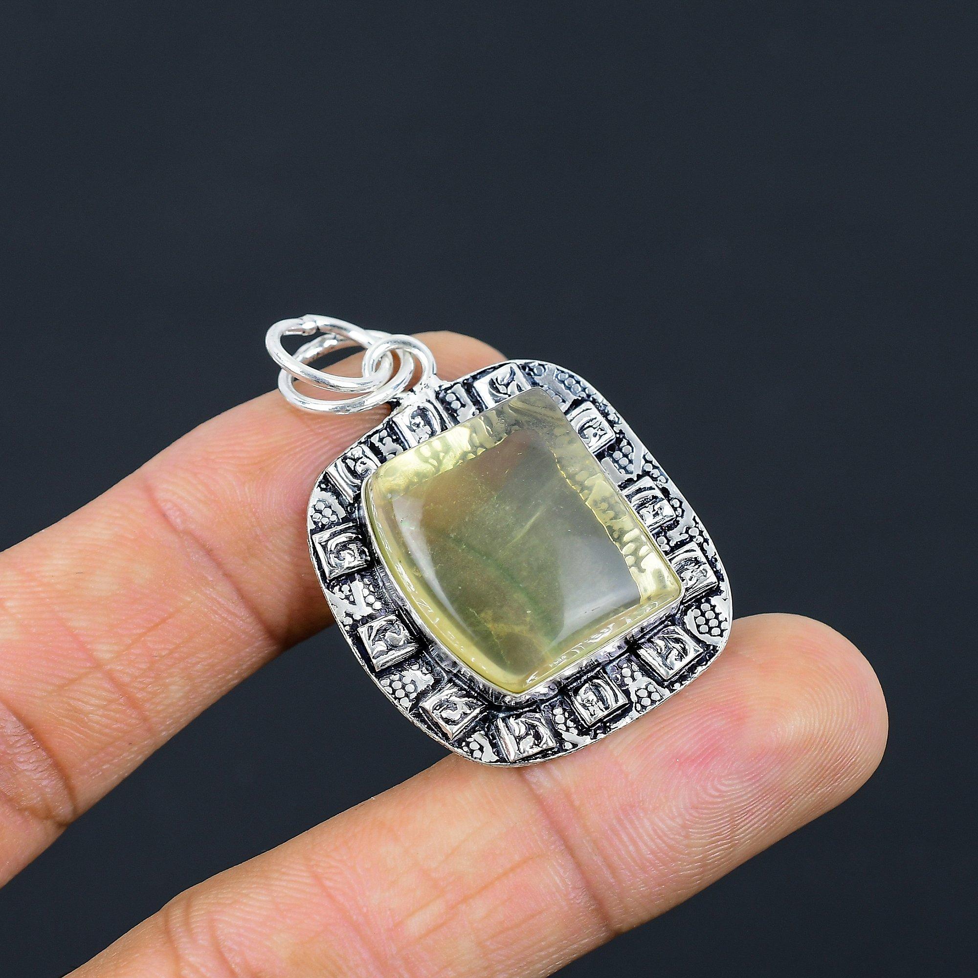 

Daughters Day Sale Multi Fluorite Gemstone Pendant Jewelry 925 Sterling Silver