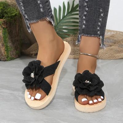 Fashion 2024 Hot Sale Shoes for Women Open Toe Women Slippers Summer Flowers Solid Light Outdoor Casual Beach Flat Comfortable Slippers