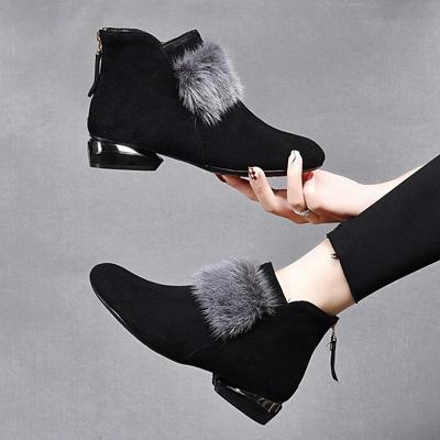 Scarpe Invernali da Donna alla Moda Stivali da Donna in Cotone Tacco Basso Scarpe da Ufficio Moda Antiscivolo Stivaletti da Donna con Zip Scarpe Casual Nuovi Stivaletti