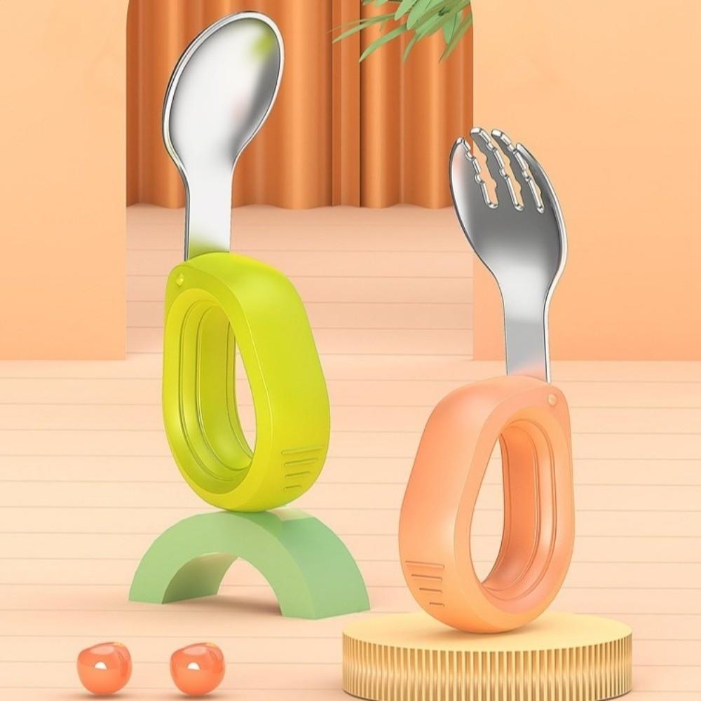 Anti-slip Baby Silicone Spoon Set Anti-Choke Design Toddler Cutlery Kit  Baby Feeding
