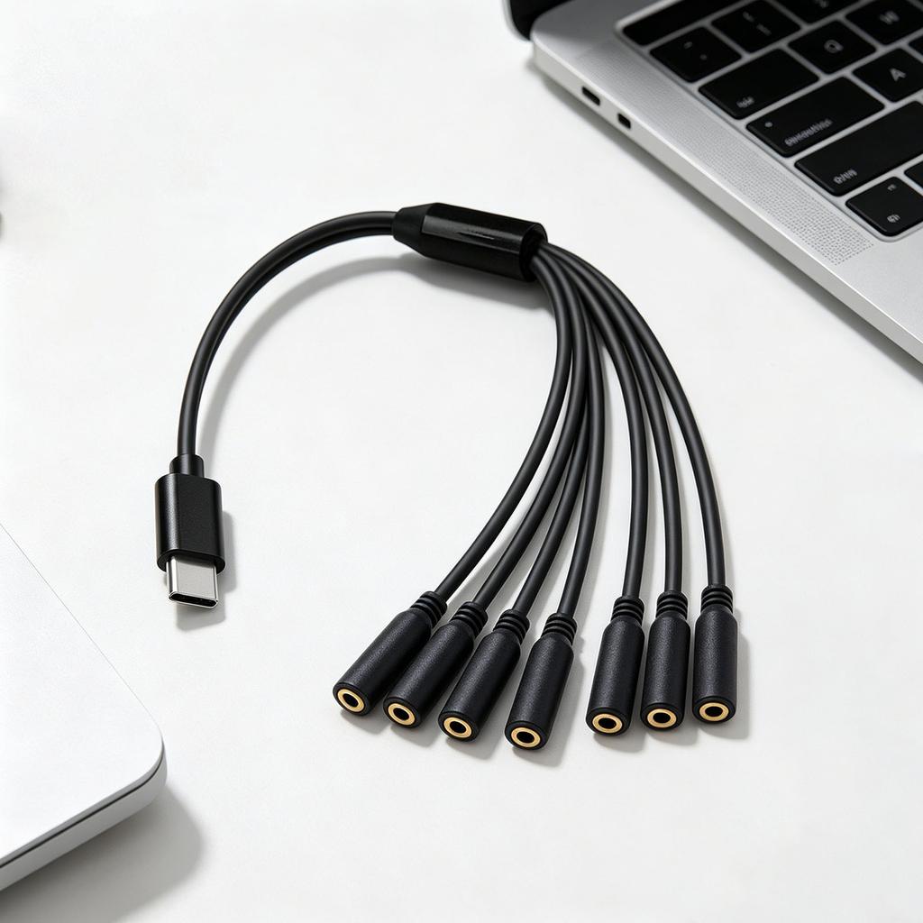1 To 5 Ways USB Type C To 3.5mm TRS Female Multi Audio Headphone Stereo Cable Headset Splitter Cable for Phones Headsets Speaker