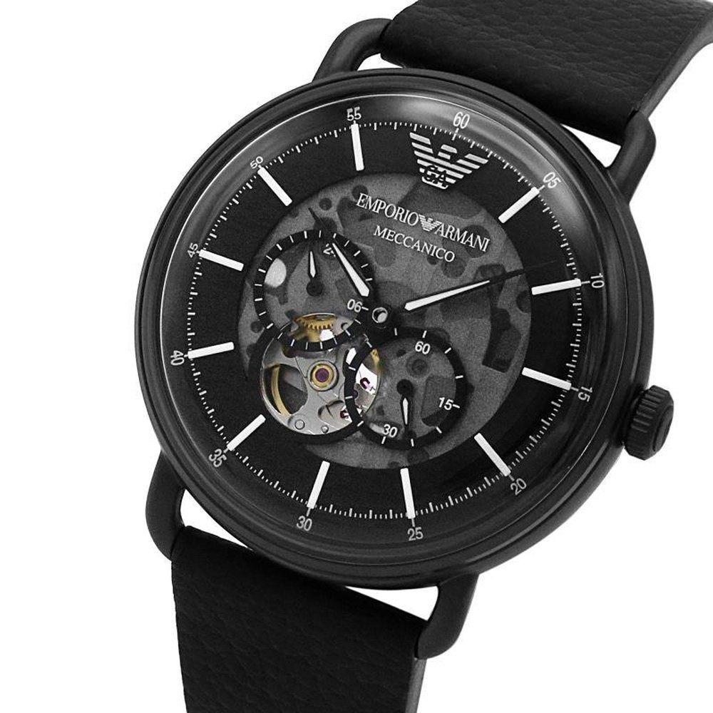 Emporio Armani AR60028 Multifunktions-Herrenuhr mit schwarzem Lederarmband