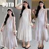 Korean Style Fresh Fashion Sleeveless Pleated Maternity Dress for Summer 2026
