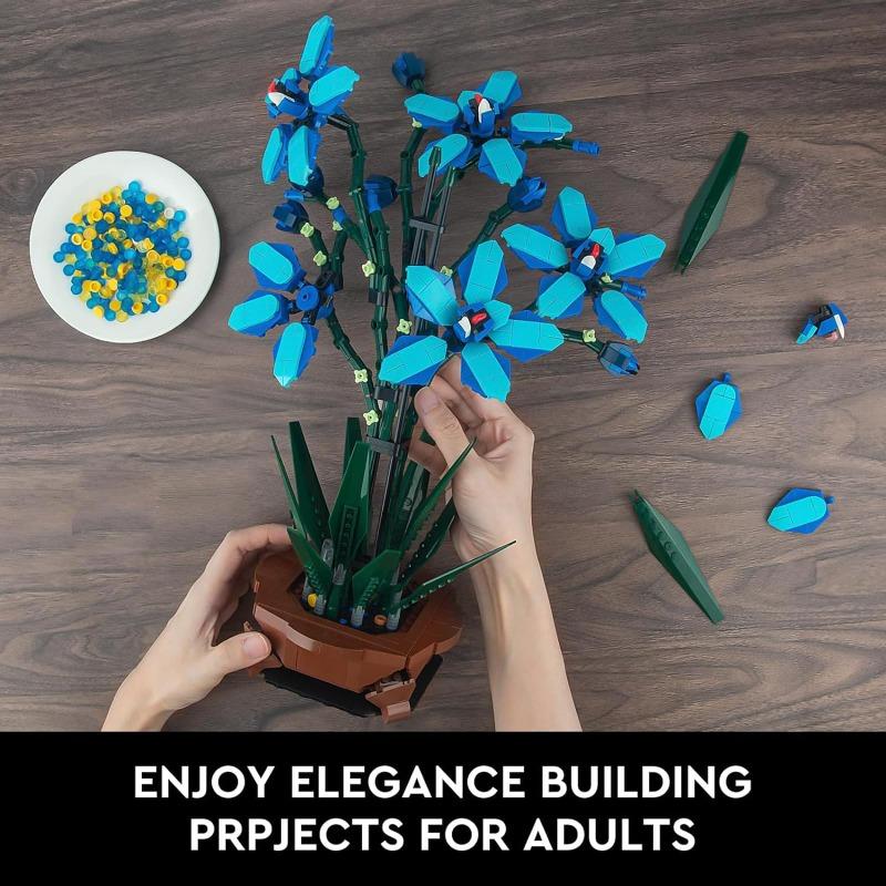 City Creativity Bouquet Flower Cymbidium Faberi Bonsai Potted Plant Home Decoration Building Blocks Bricks Kids Toys