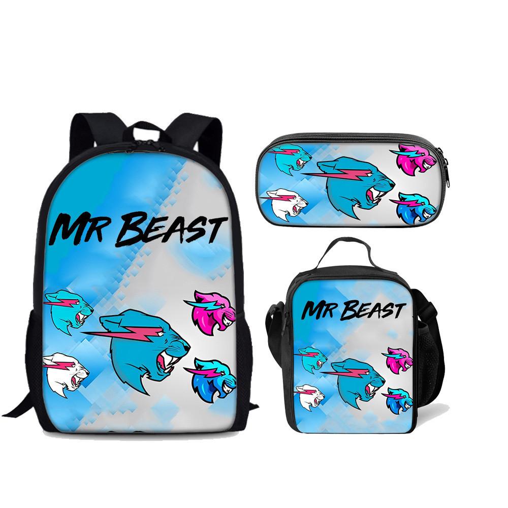 Mr Beast Lightning Cat Triset With Padded Shoulder Straps For Casual Daypack And School