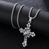 Retro Flower Pattern Cross Necklace: Unique Hip Hop Design