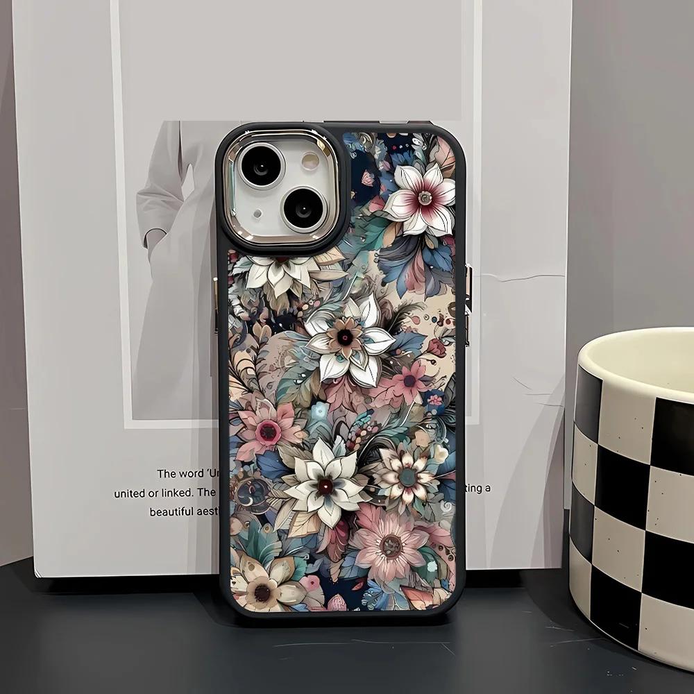 INS Fashion Advanced Flowers For iPhone 16 15 14 11 12 13 ProMax XS XR 8 7 Plus Case Cover 16 Pro Max Case