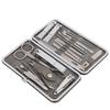 19pcs Stainless Steel Manicure Nail File Nail Clipper Ear Pick Eyebrow Scissors Grooming KitGray Black
