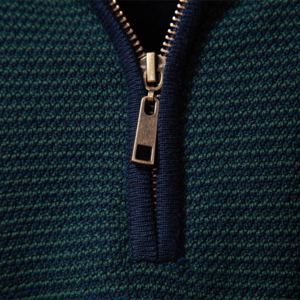 AIOPESON Herren Streifenpullover Einfarbig Gestrickter Pullover Warm Luxuriöse Baumwolle Herbst Winter Lässig Rollkragen Herrenpullover