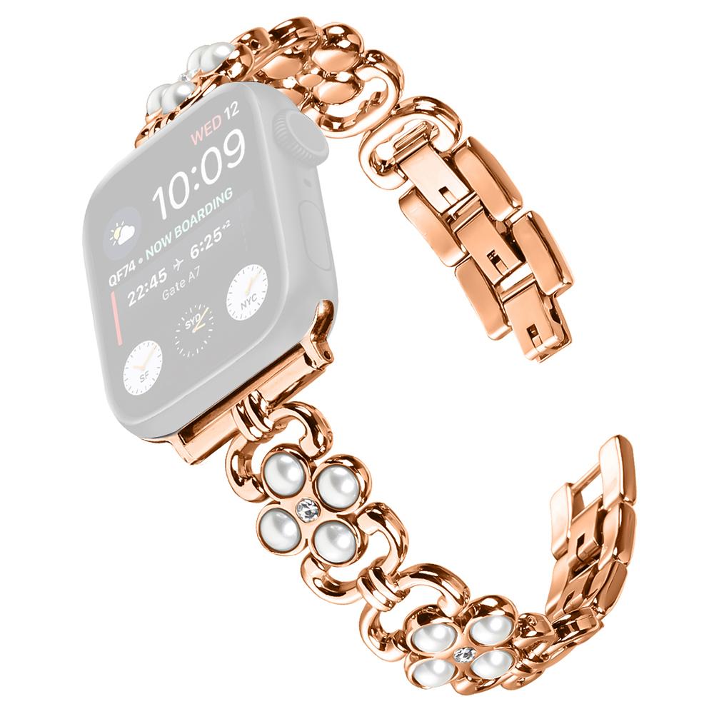 

For Apple Watch 10 46mm/Ultra 2/Ultra 49mm/9 8 7 45mm/SE (2023) SE (2022) SE 6 5 4 44mm/3 2 1 42mm Stainless Steel Watch Strap Rose Gold