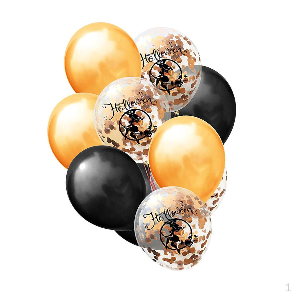 10 Pieces Halloween Theme Gold Confetti Helium Balloons Set