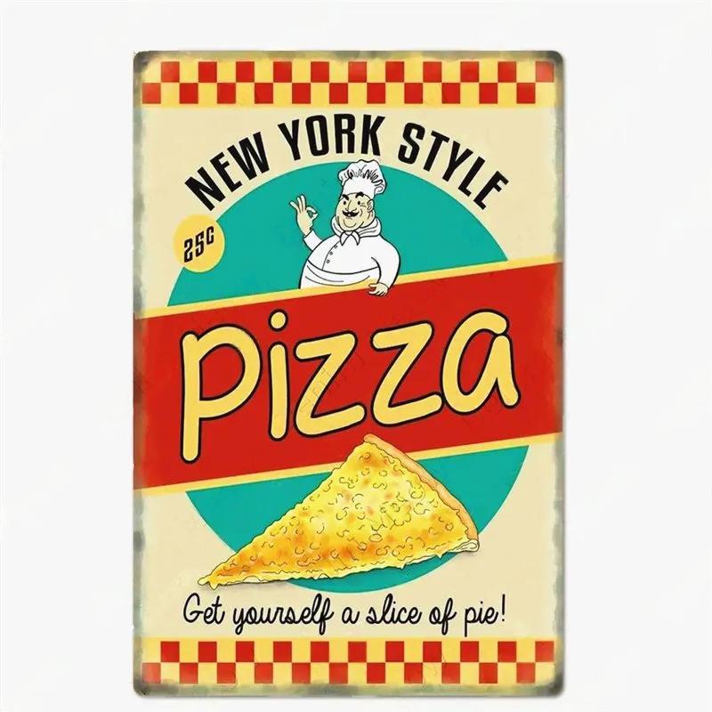 Great Food Vintage Metal Signs Pizza Zone Plaque Pub Bar Home Decoration Best Homemade Posters Italian Pizza Wall Art Plate
