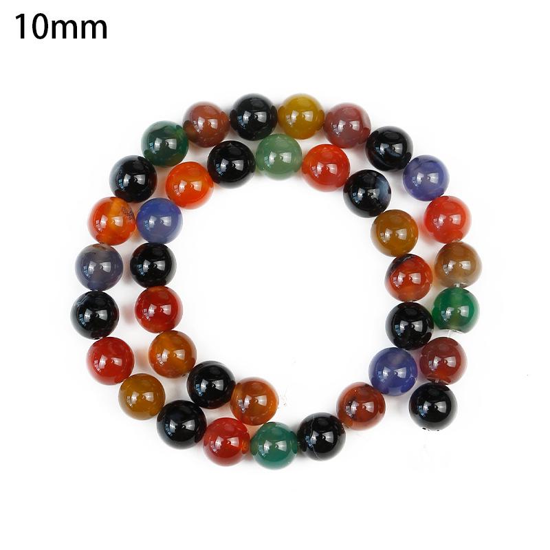 Handmade Seven-Color Agate Beads for DIY Jewelry: Round Loose Beads for Bracelets & Necklaces