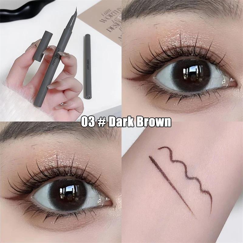 Curved Eyeliner Pen Quick Dry Liquid Eye Liner Easy To Draw Ultra-fine Lying Silkworm Pencil Black Brown Lower Eyelash Makeup
