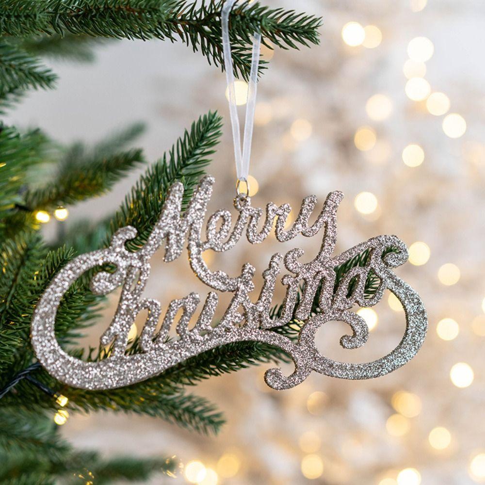 

Handmade Glitter Merry Christmas Sign Plastic Christmas Tree Decoration Home Outdoor Decor розовый