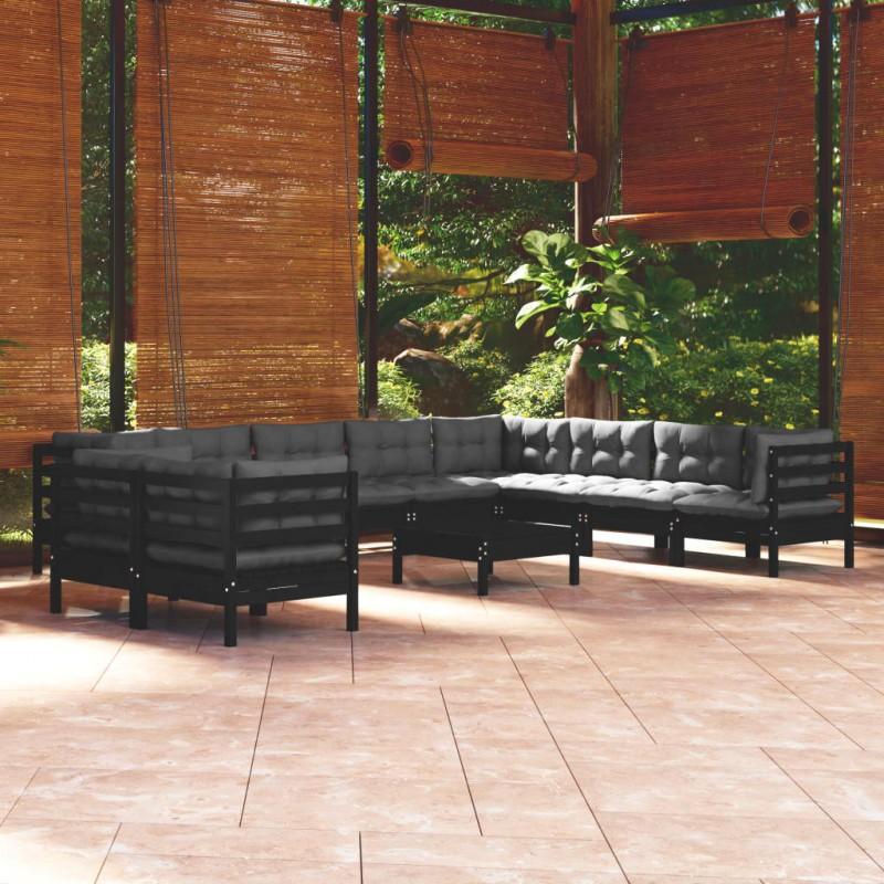 Day and Night - Day and Night Garden Furniture 11 Pieces with Black Cushions Solid Pine Wood